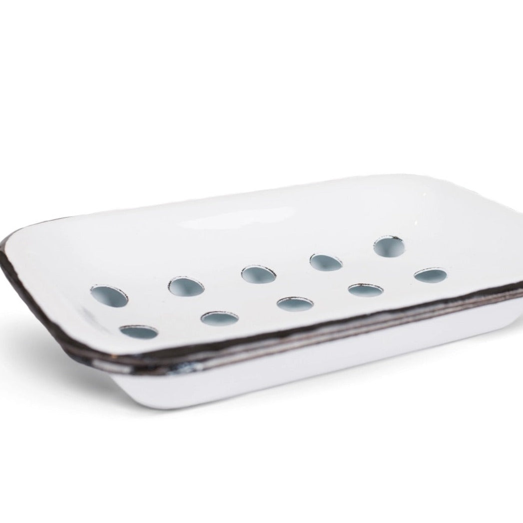 white metal soap dish 2-piece