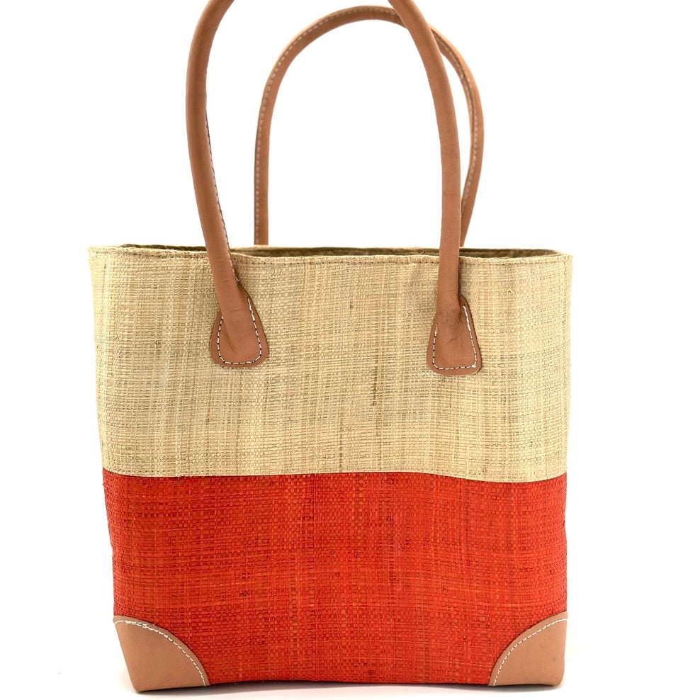 Two Tone Straw Handbag