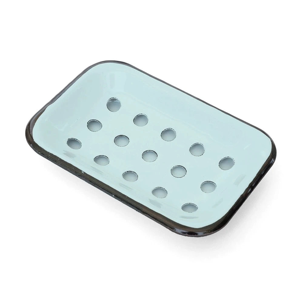 blue metal soap dish