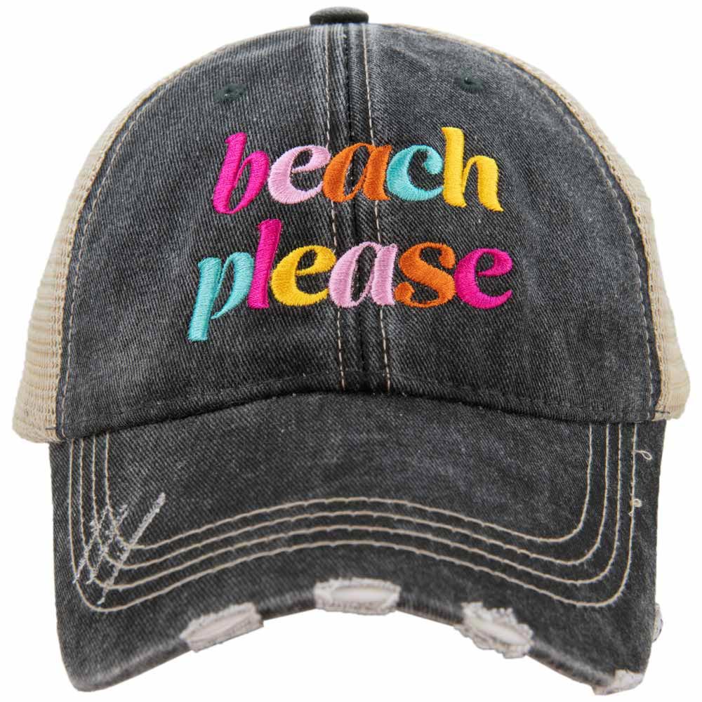 Beach Please Distressed Trucker Hat