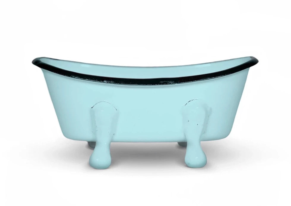 blue farm house  tub metal soap dish