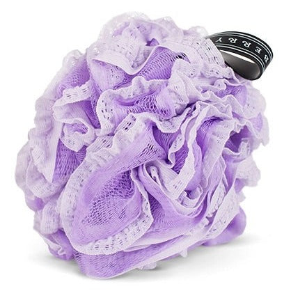 purple lacy loofa