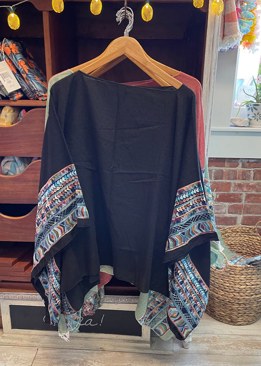 Embroidered Sleeve Poncho